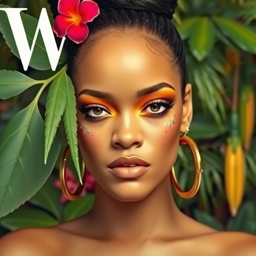 美妆行业 / 2014-08-13蕾哈娜金属质感妆面+丛林野性风格登《W》杂志9月号封面(图1)